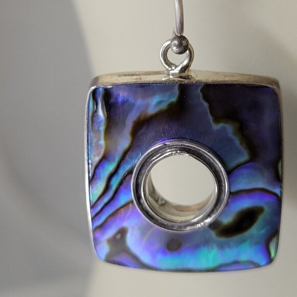 Square Abalone Shell Earrings - Picture 4 of 16